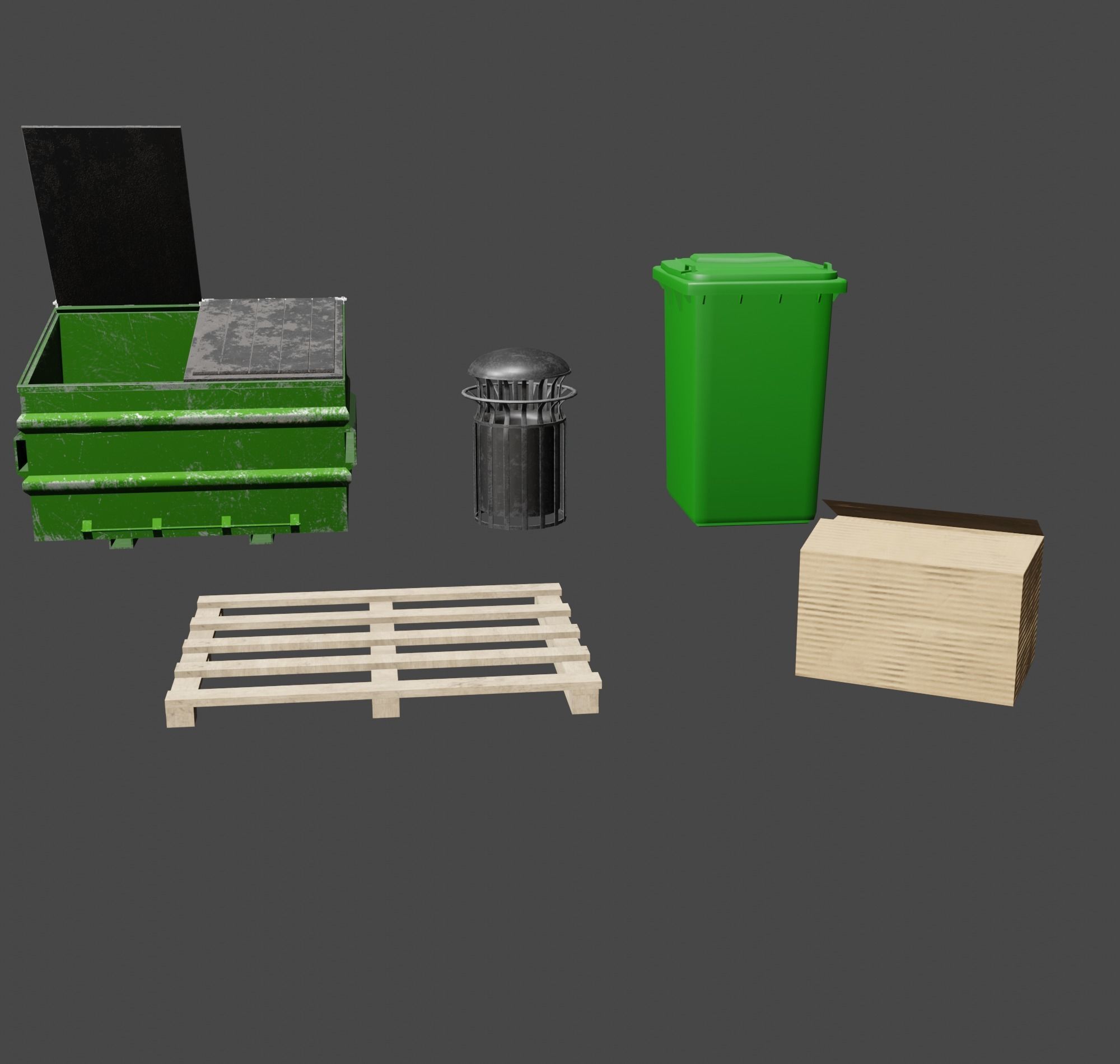 City modular buildings and props Low-poly 3D model_3