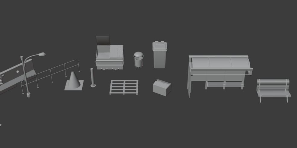 City modular buildings and props Low-poly 3D model_11