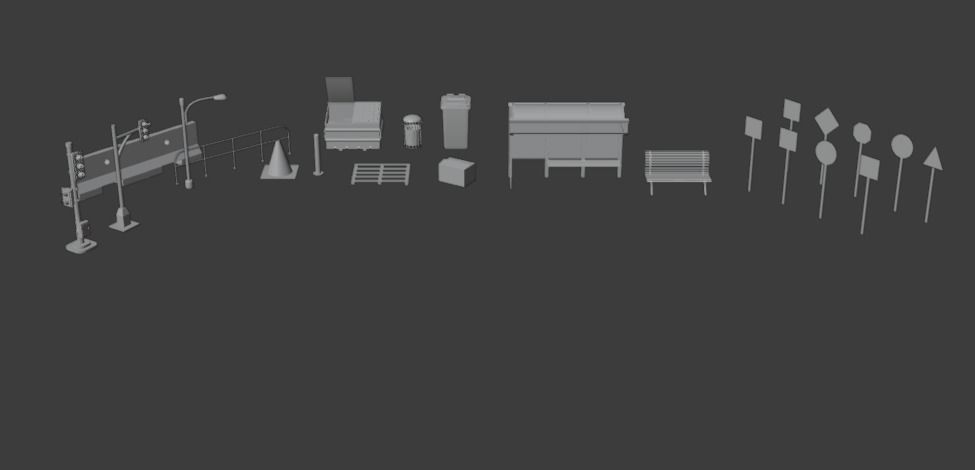 City modular buildings and props Low-poly 3D model_12