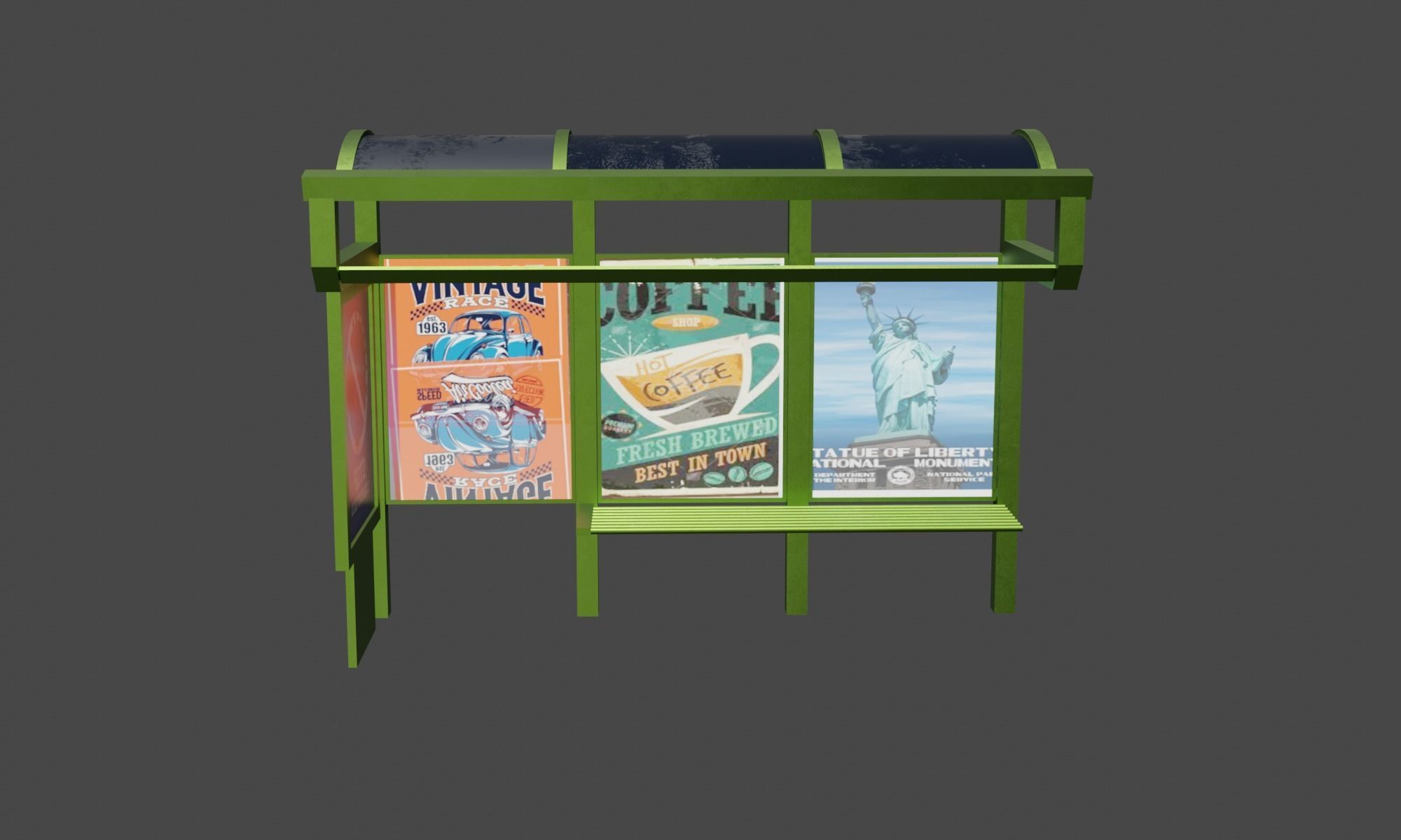 City modular buildings and props Low-poly 3D model_4