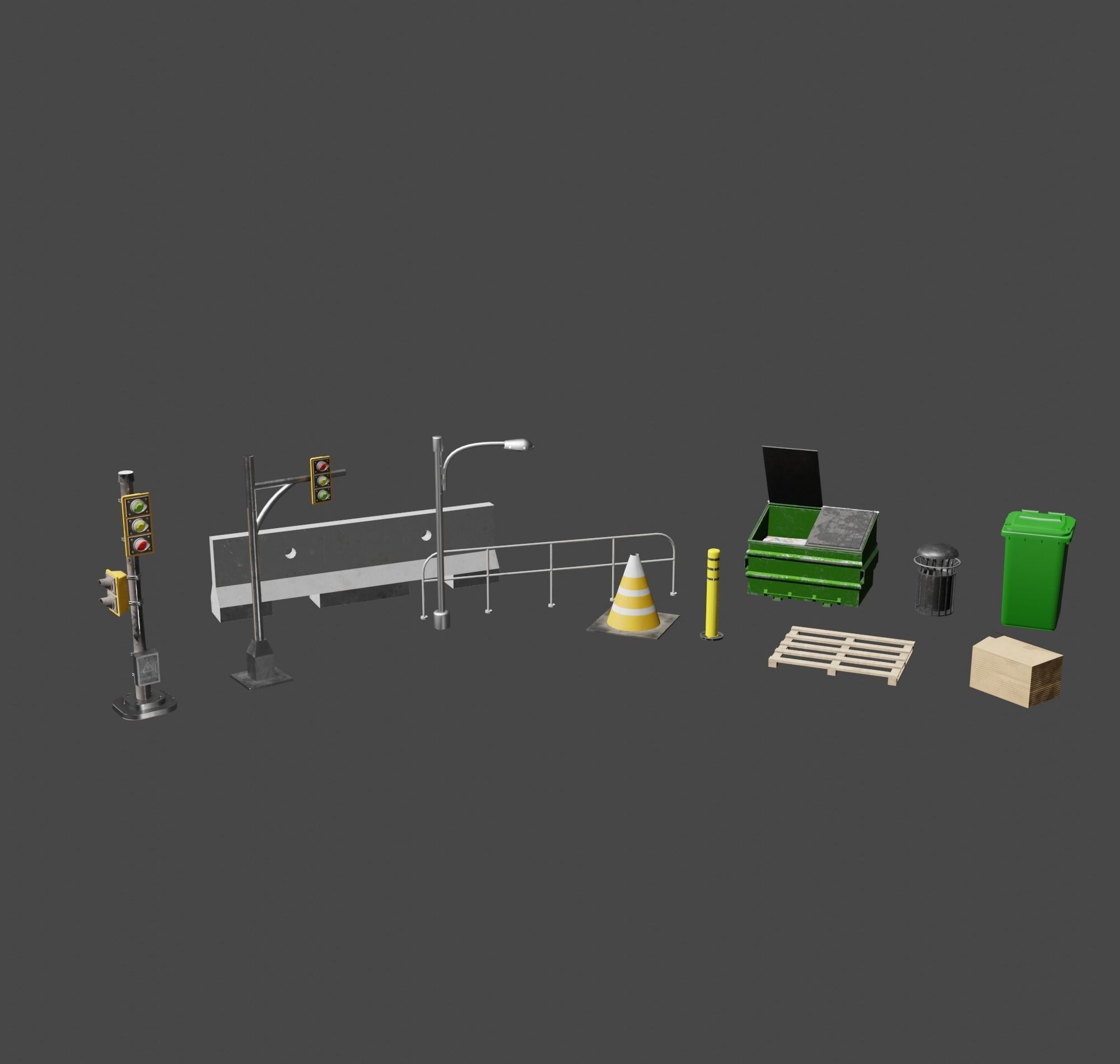 City modular buildings and props Low-poly 3D model_13