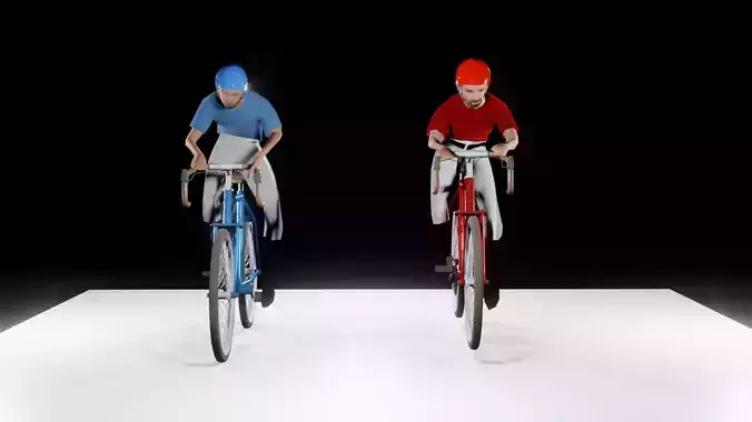 2 Cyclist Spinning and Grinding Low-poly Low-poly 3D model