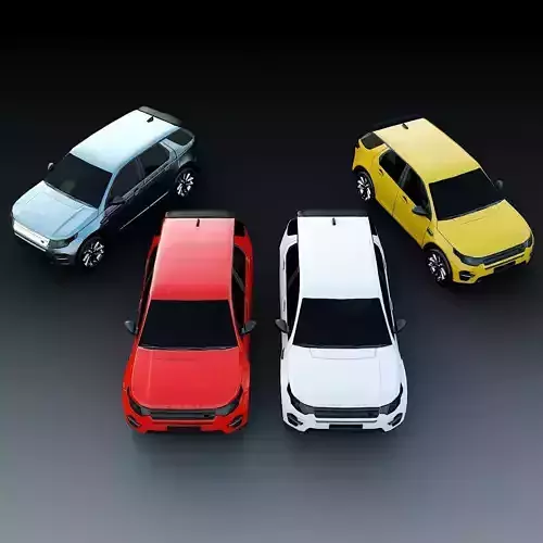 Low poly car four colors