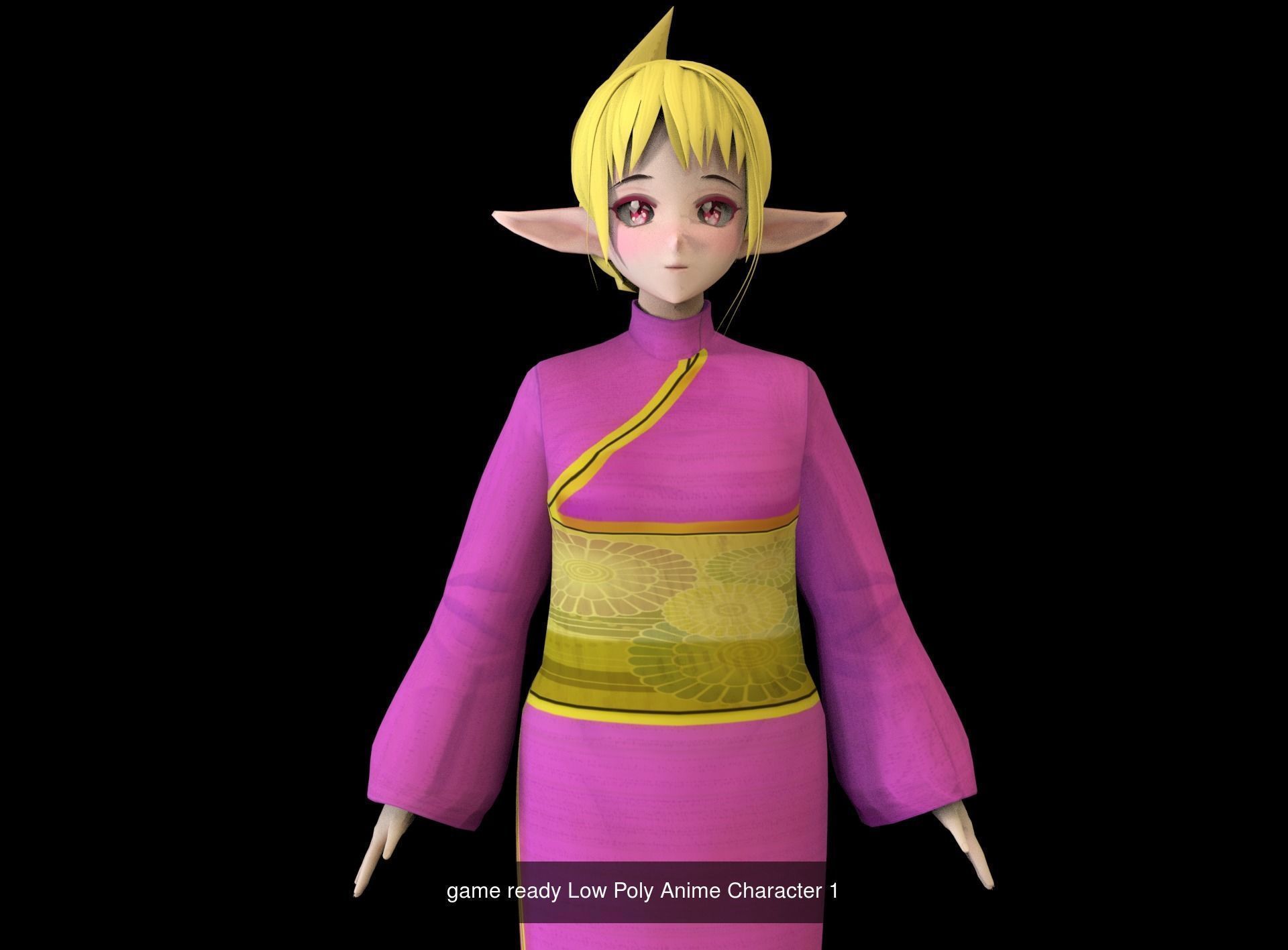 3 Anime Low Poly Characters TPack 7 3D Model Collection_3