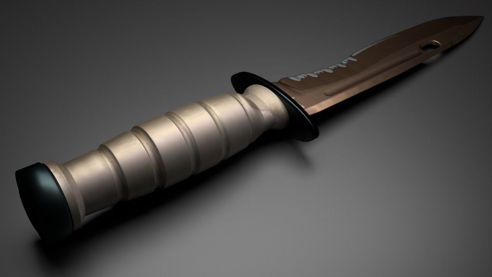Military K-Bar Knife sword Low-poly 3D model_0