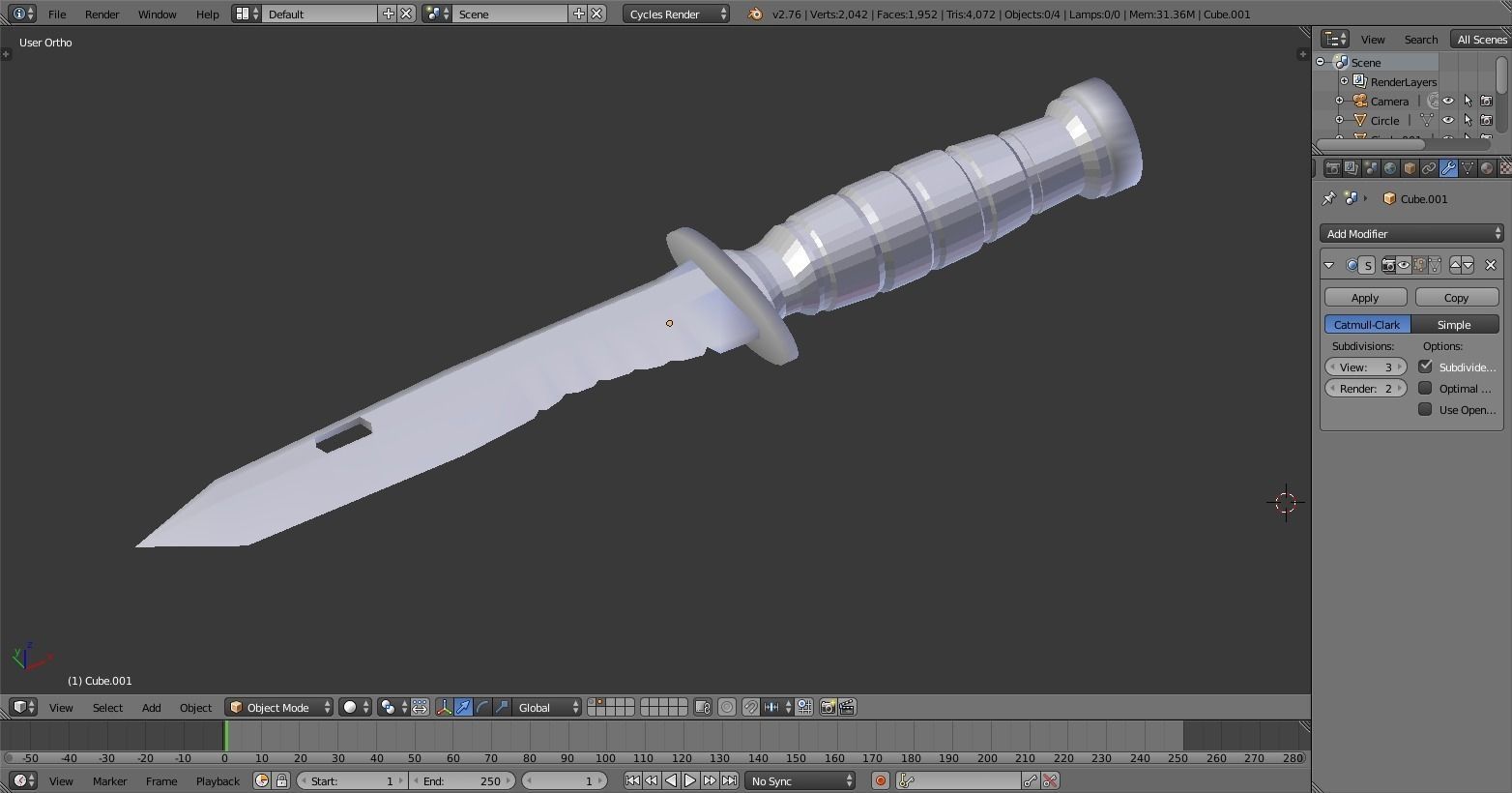 Military K-Bar Knife sword Low-poly 3D model_3