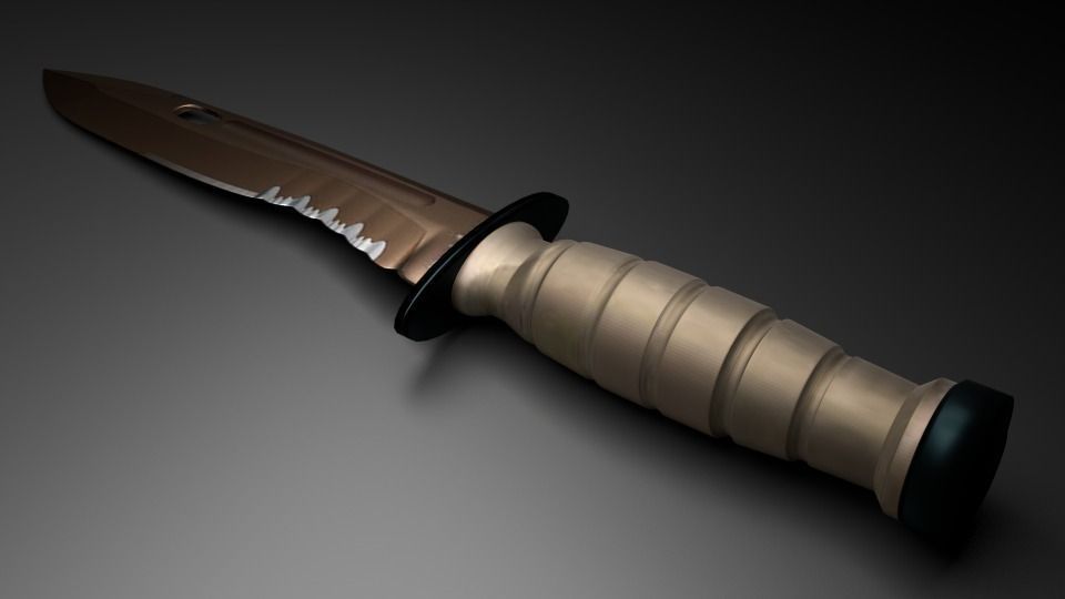 Military K-Bar Knife sword Low-poly 3D model_1