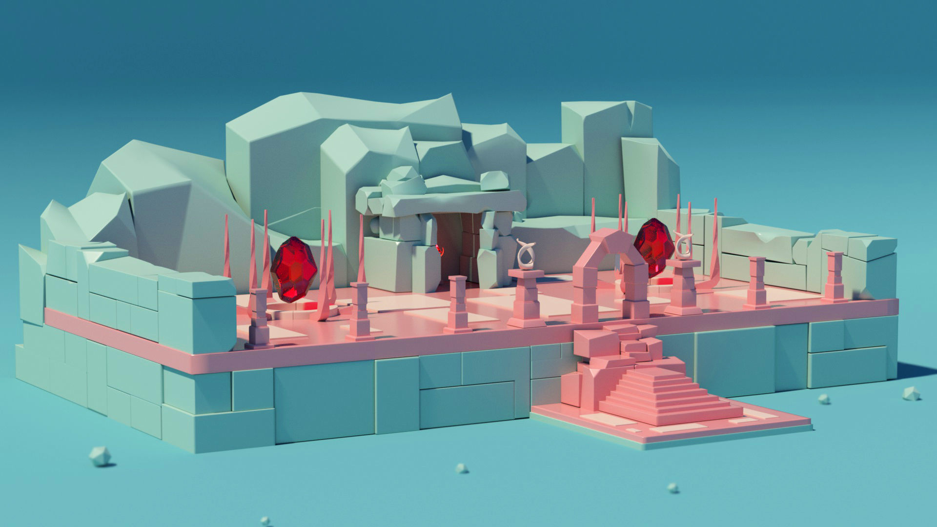 Island castle Free 3D model_3