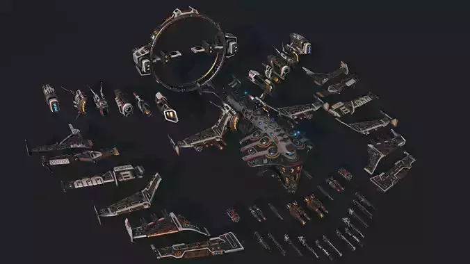 Spacecraft 05 Modular Pack Low-poly 3D model