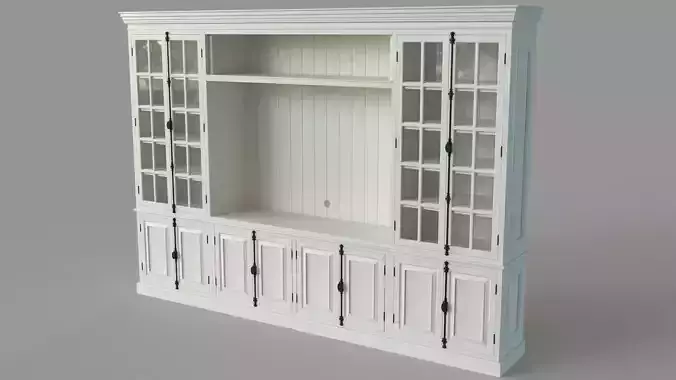 French Casement Media System Distressed White 3D model