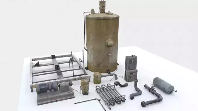 Old industrial props 2 Low-poly 3D model