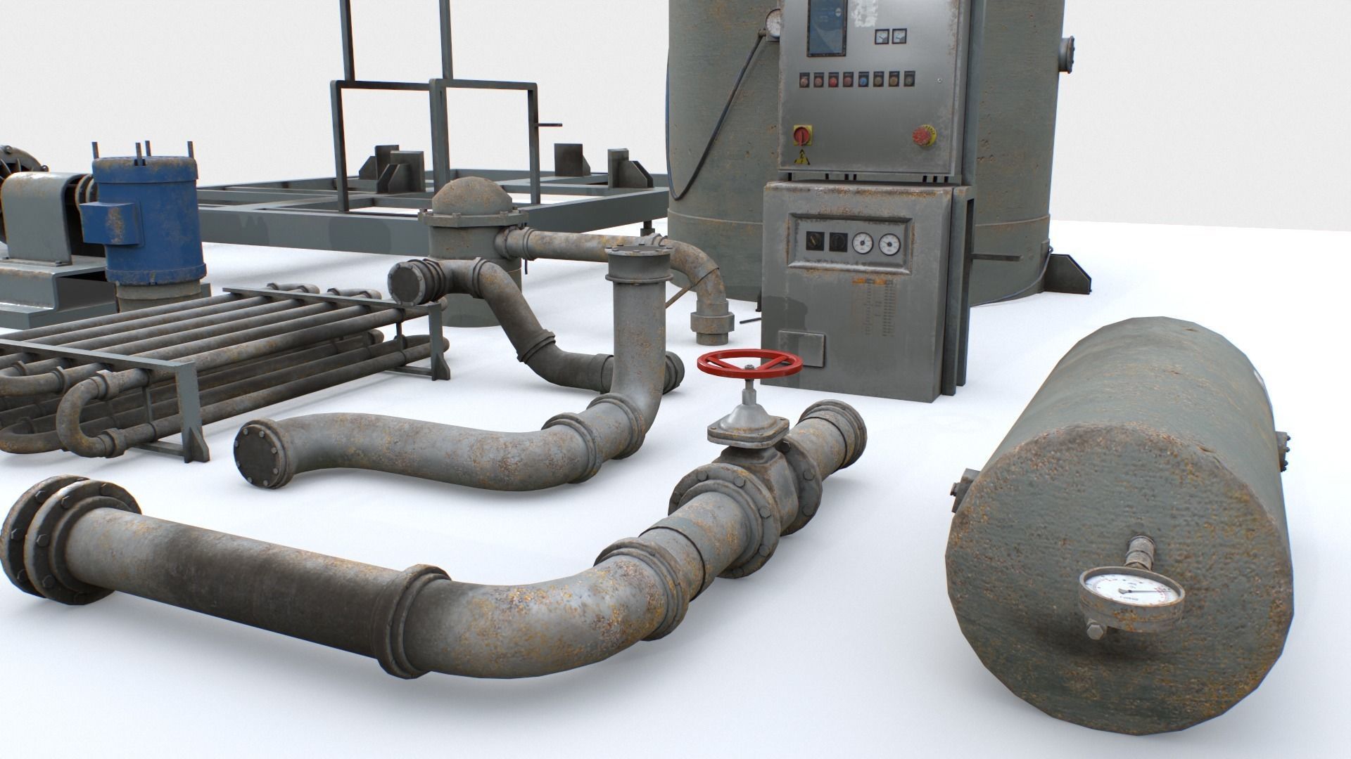 Old industrial props 3 Low-poly 3D model_5