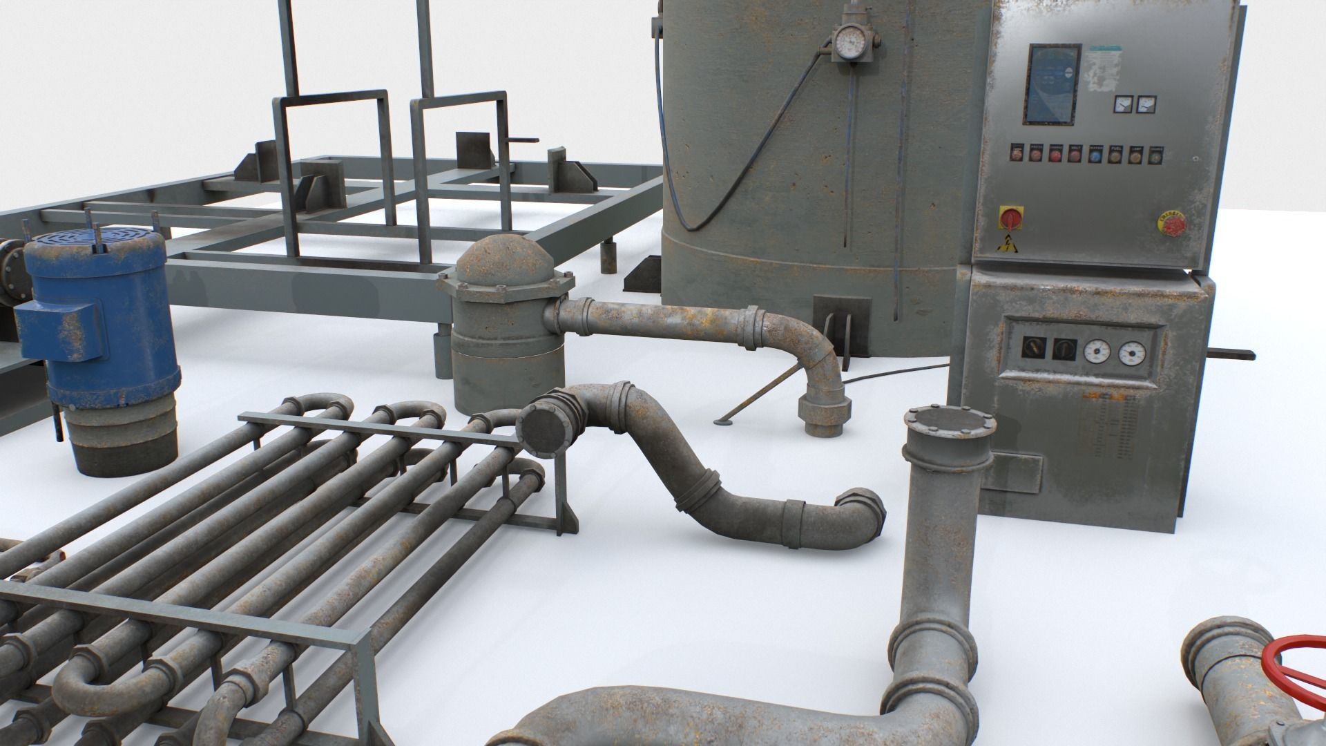 Old industrial props 3 Low-poly 3D model_4