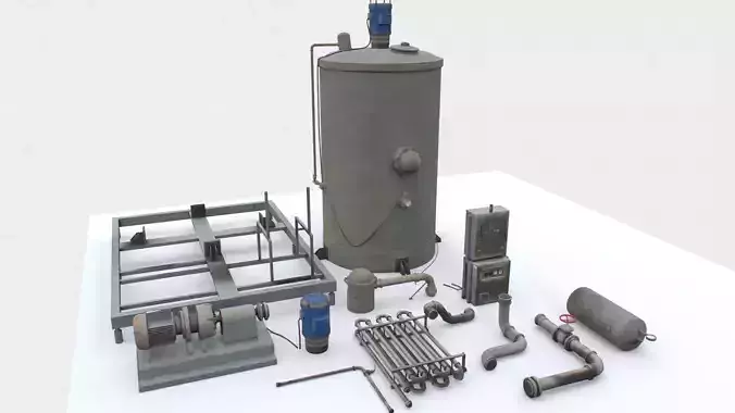 Old industrial props 3 Low-poly 3D model
