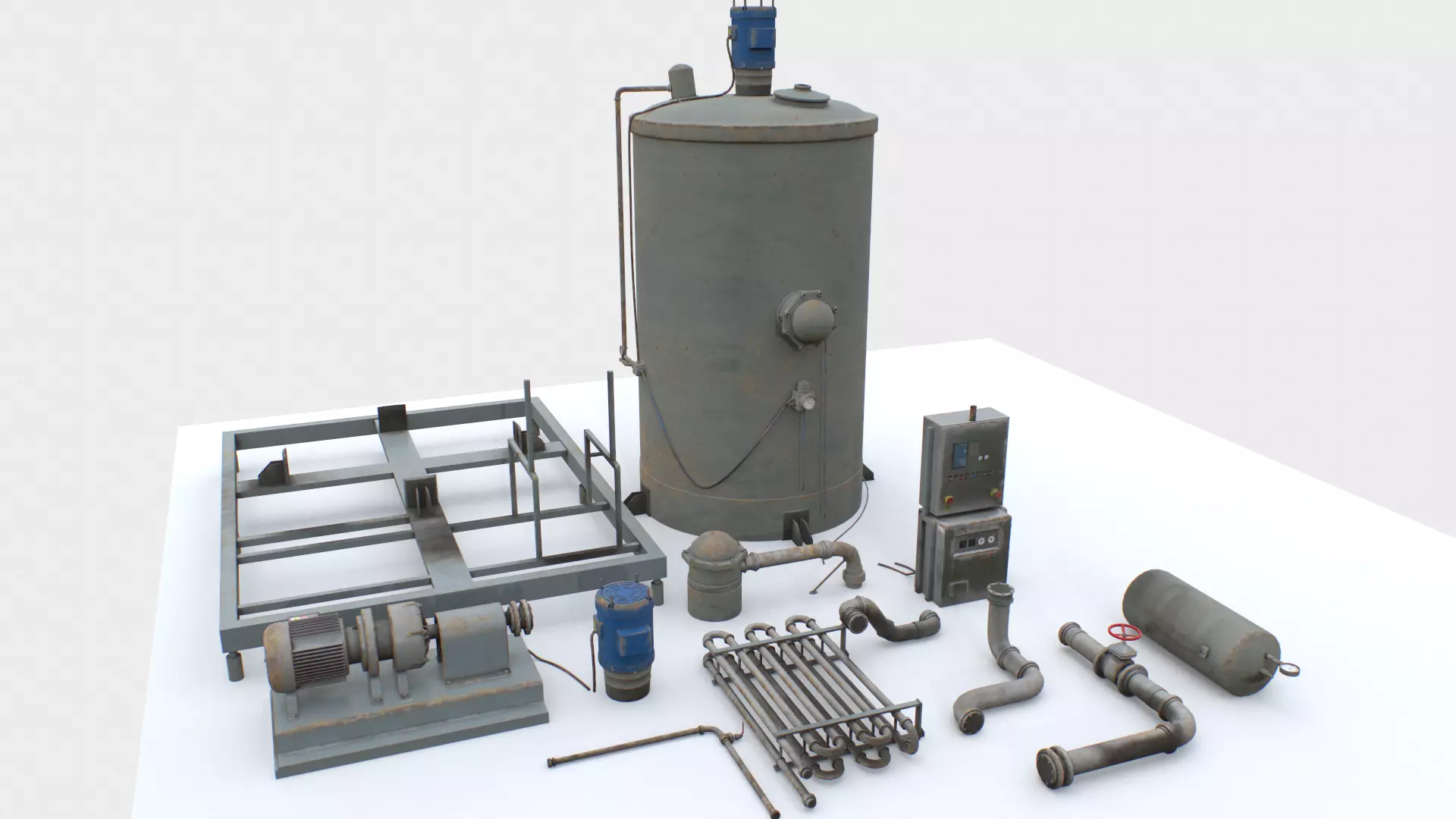 Old industrial props 3 Low-poly 3D model_0