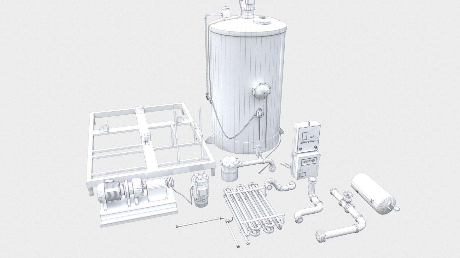 Old industrial props 3 Low-poly 3D model_7