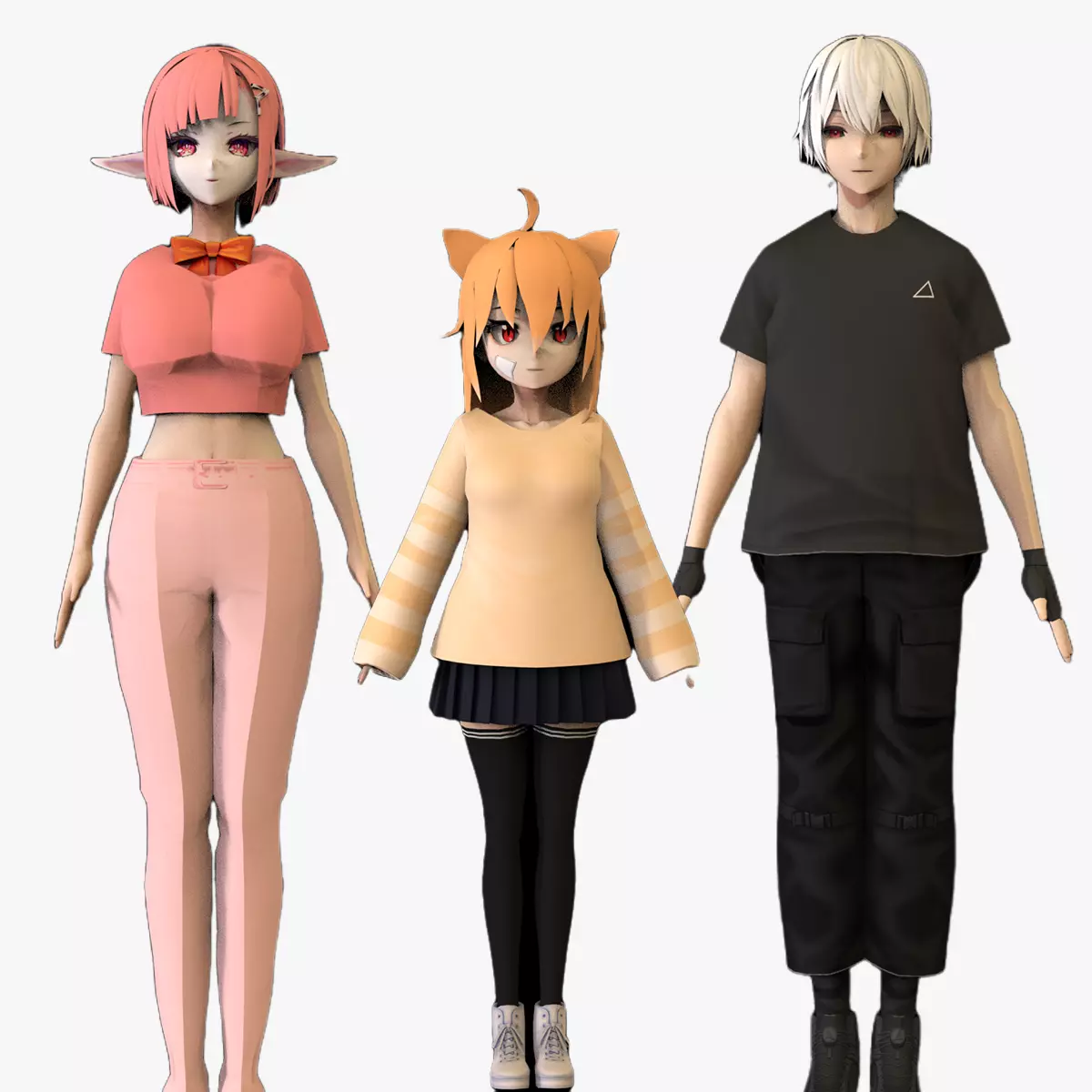3 Anime Low Poly Characters TPack 15 3D Model Collection_0