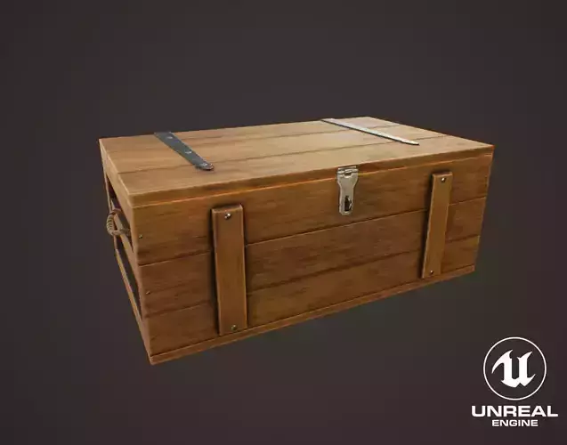 Medieval Treasure Chest - Wooden Chest VI Low-poly 3D model
