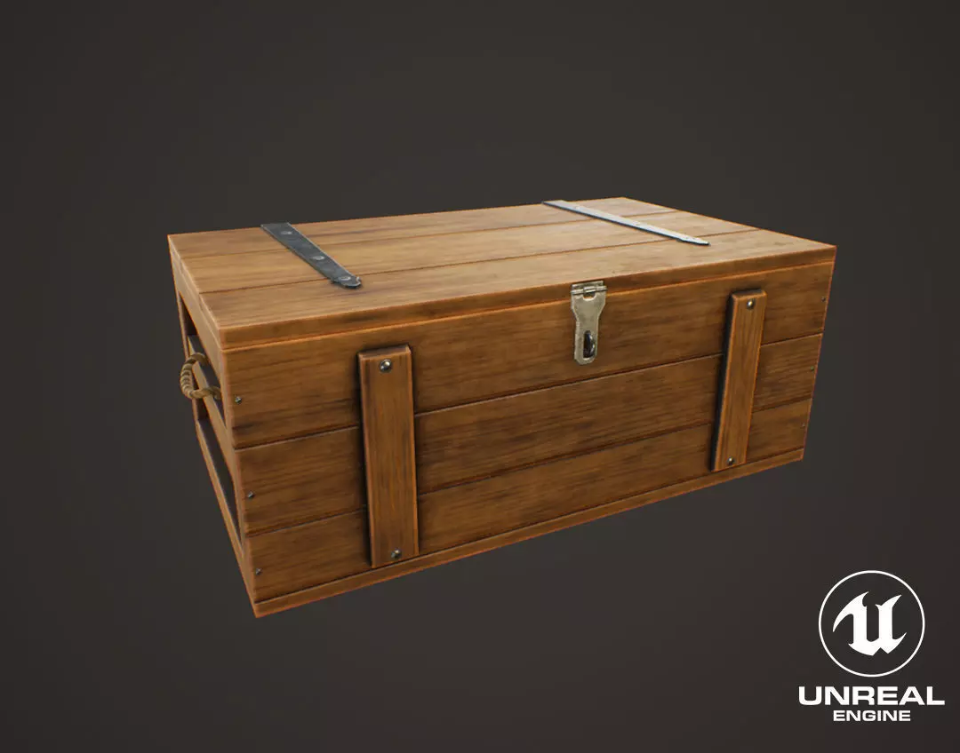 Medieval Treasure Chest - Wooden Chest VI Low-poly 3D model_0