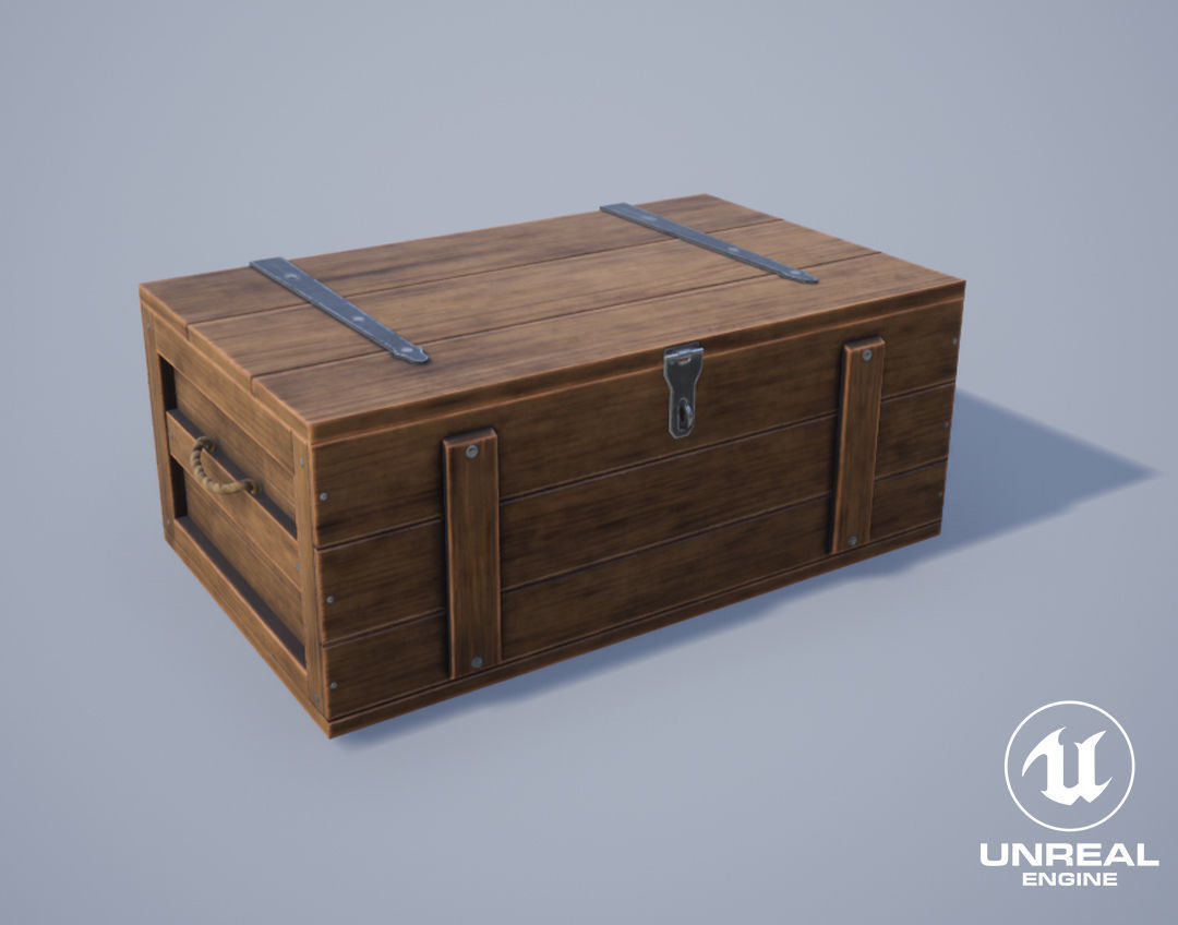 Medieval Treasure Chest - Wooden Chest VI Low-poly 3D model_6