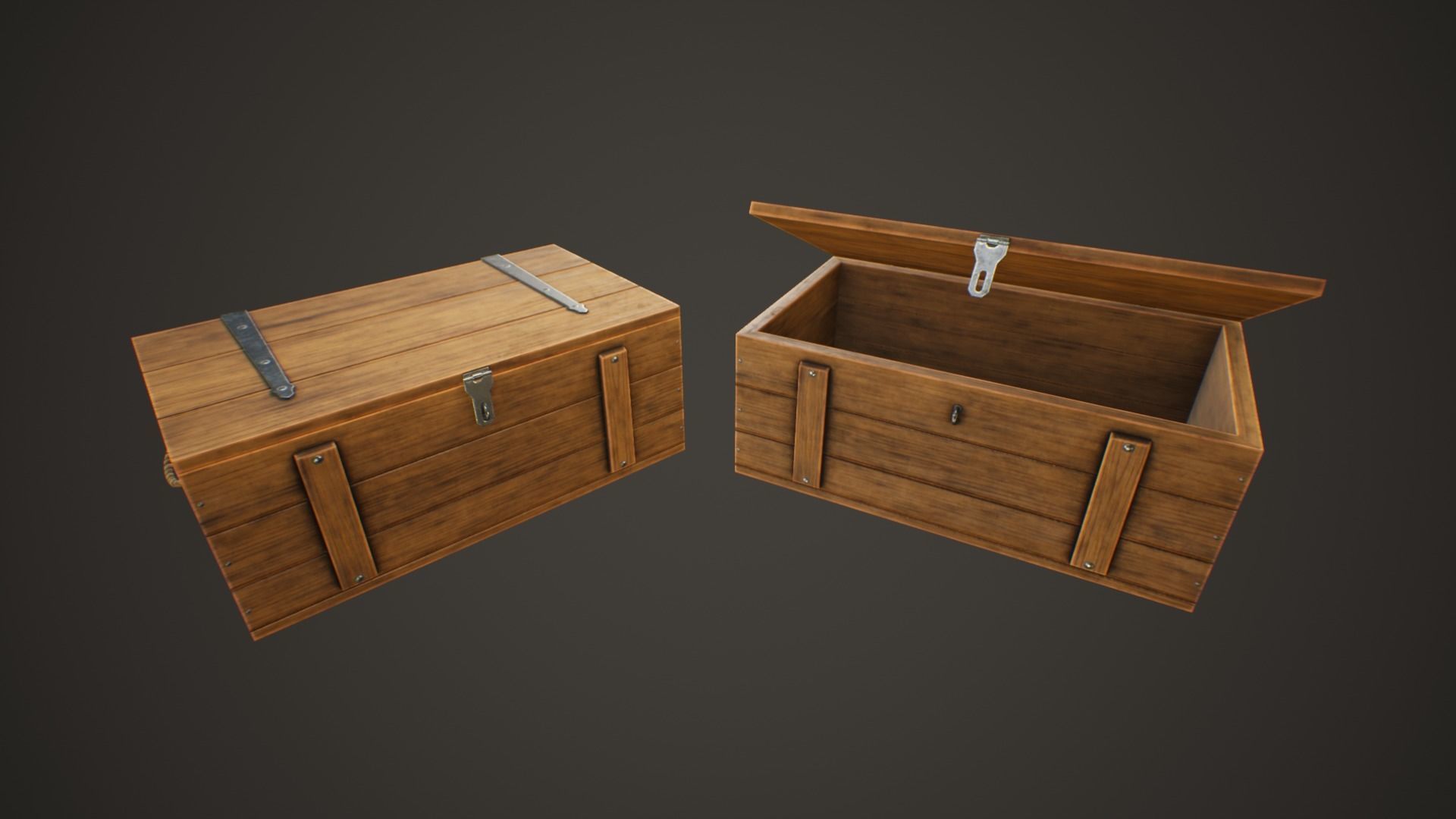 Medieval Treasure Chest - Wooden Chest VI Low-poly 3D model_3