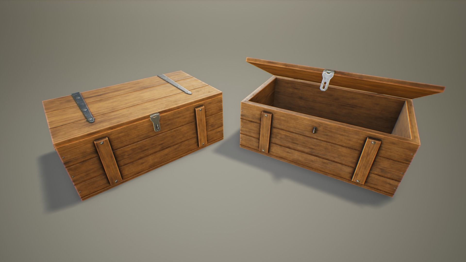 Medieval Treasure Chest - Wooden Chest VI Low-poly 3D model_5