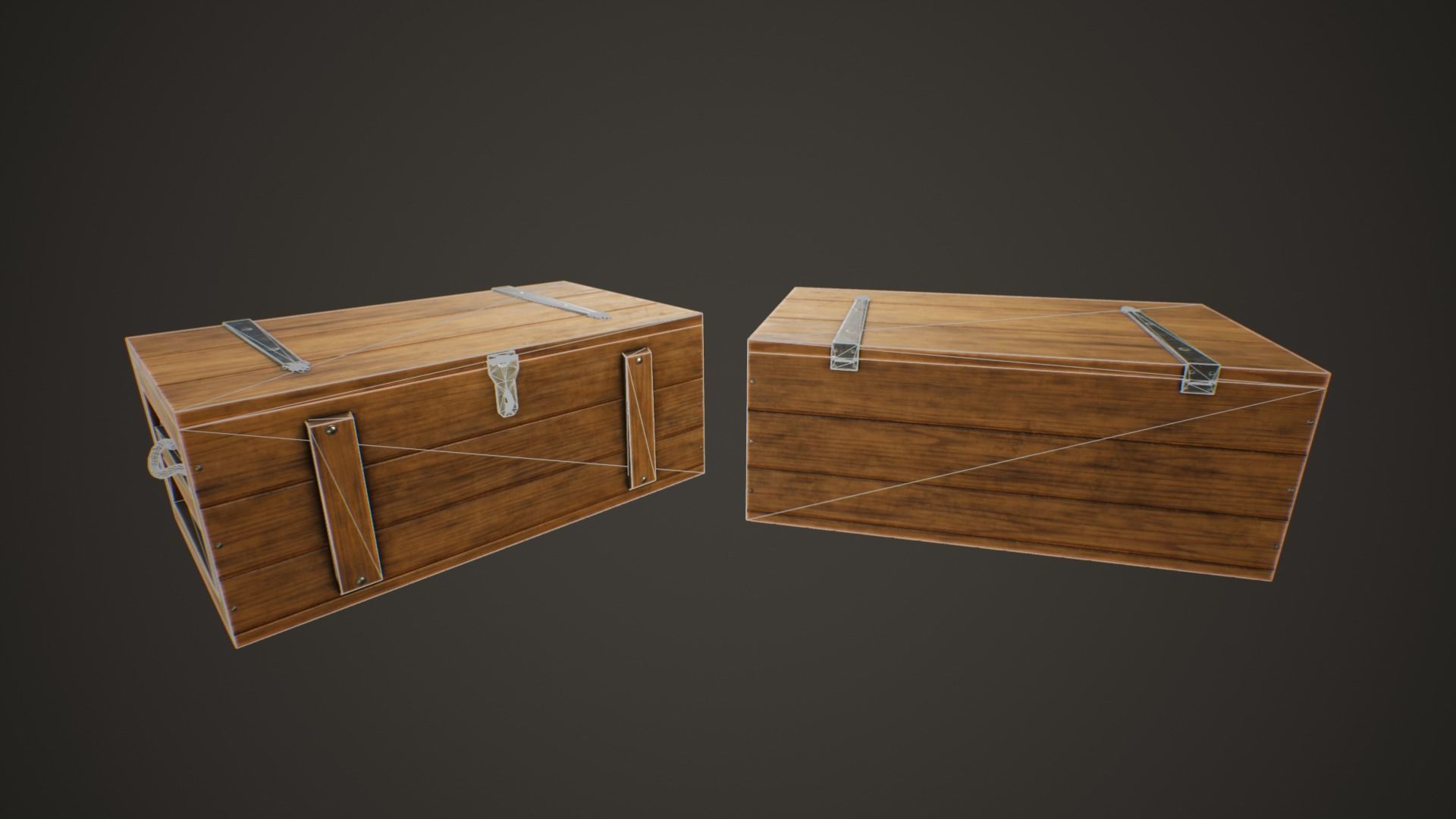 Medieval Treasure Chest - Wooden Chest VI Low-poly 3D model_4