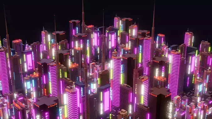 Cyberpunk City Low-poly 3D model