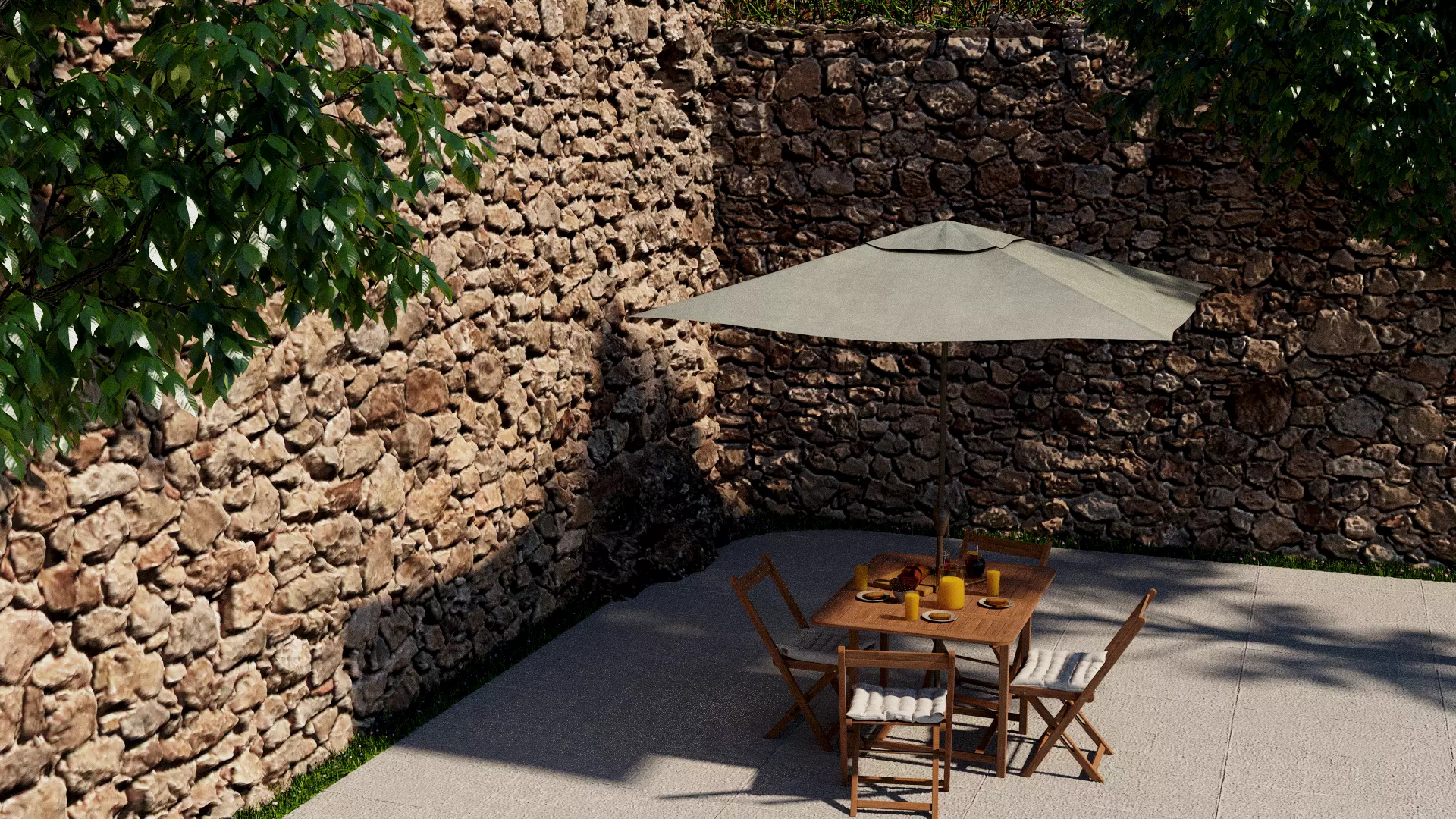 Stone wall Low-poly 3D model