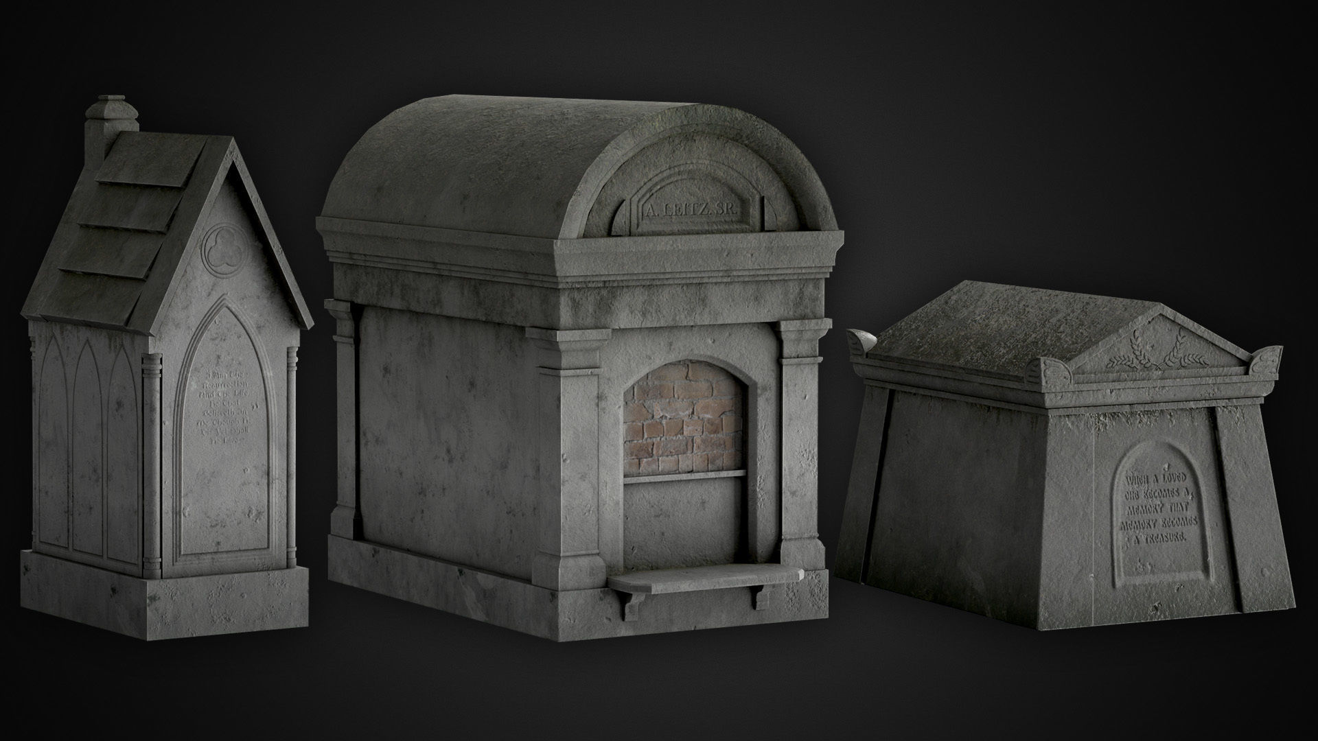 Cemetery  PBR pack Low-poly 3D model_8