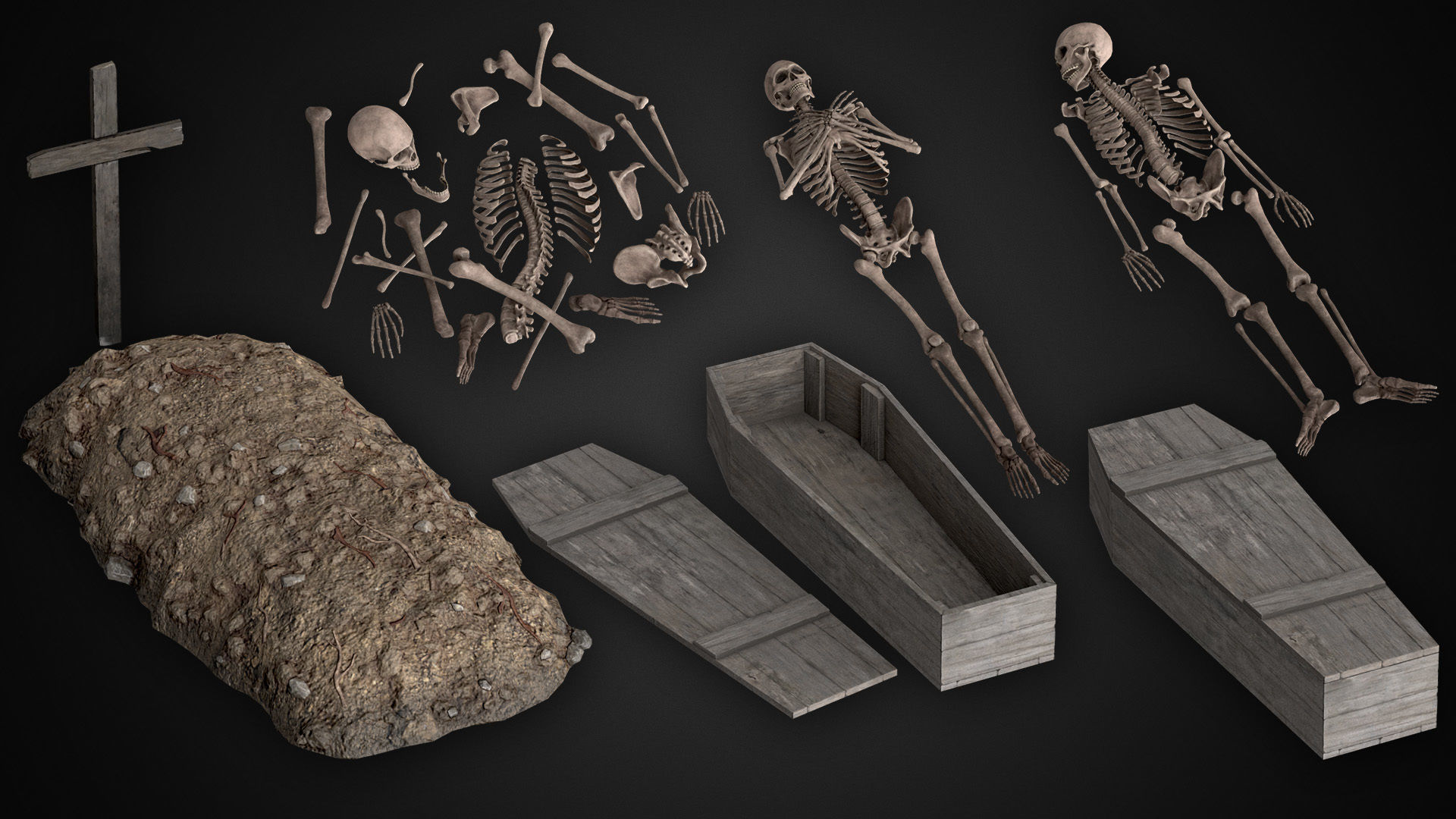 Cemetery  PBR pack Low-poly 3D model_5