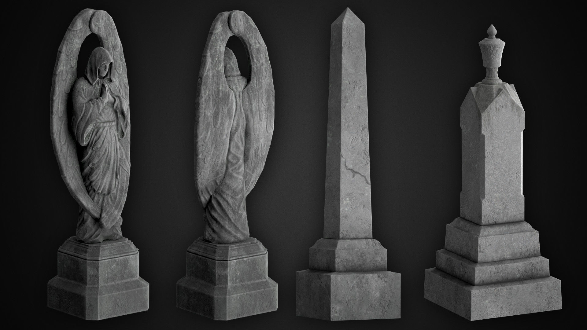 Cemetery  PBR pack Low-poly 3D model_6
