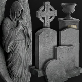 Cemetery  PBR pack Low-poly 3D model_1