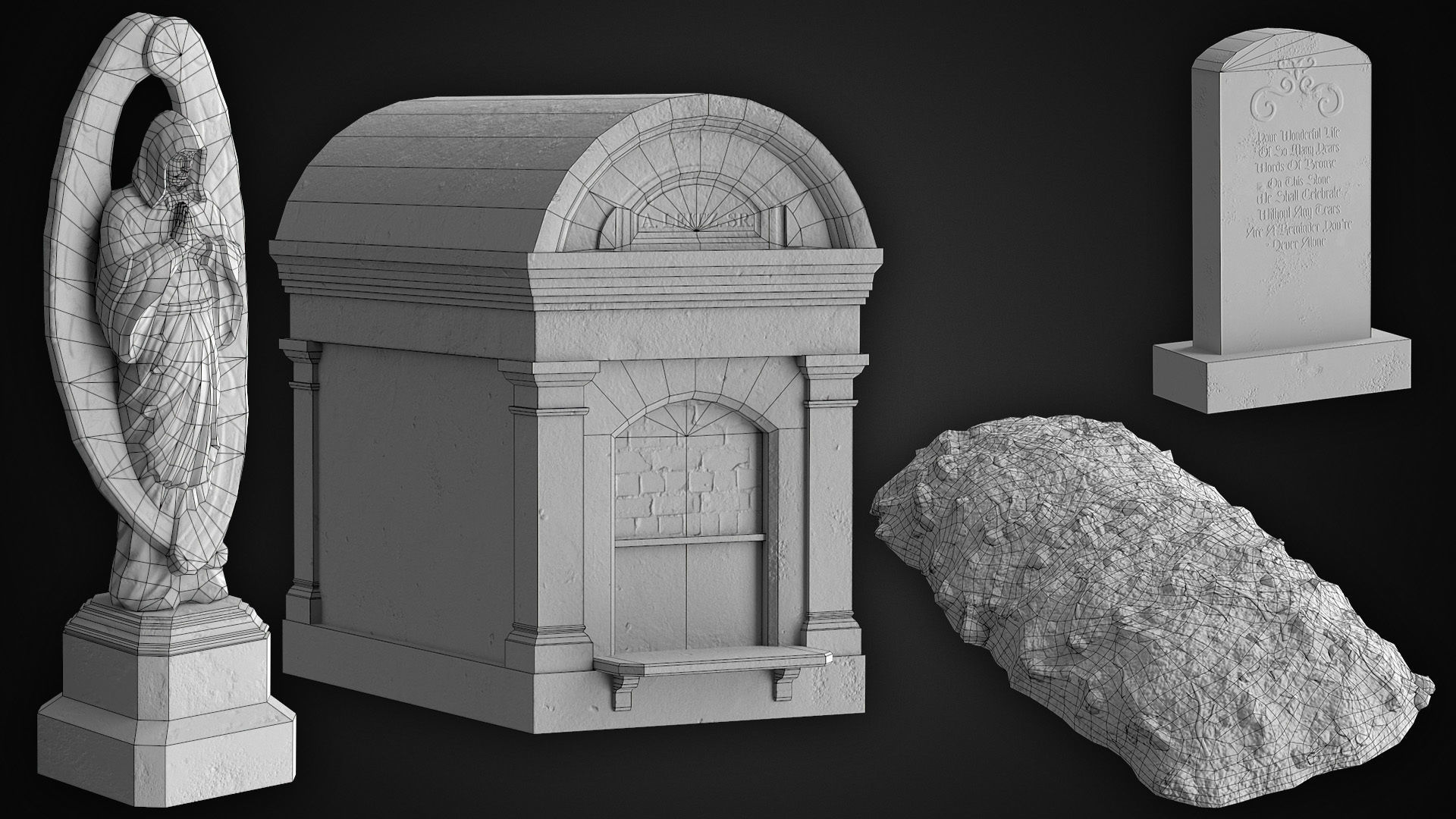Cemetery  PBR pack Low-poly 3D model_12