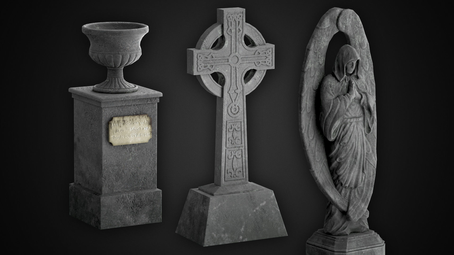 Cemetery  PBR pack Low-poly 3D model_9