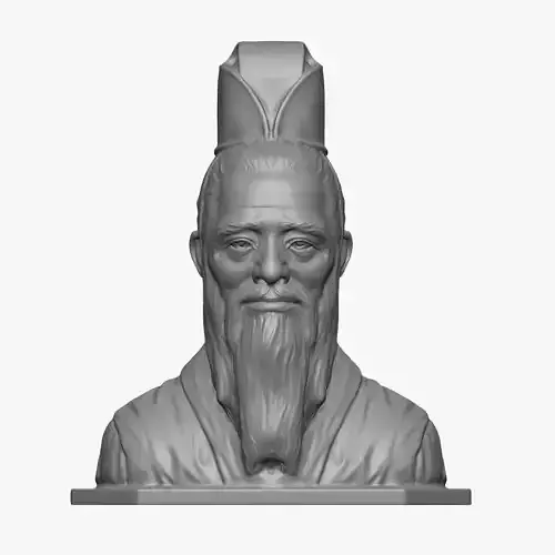 Confucius bust of man with beard 3D print model