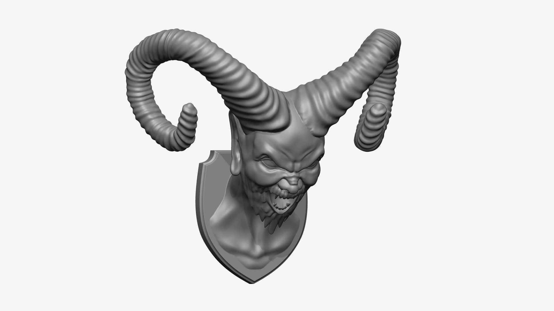 Demon Head Mount 3D print model_3