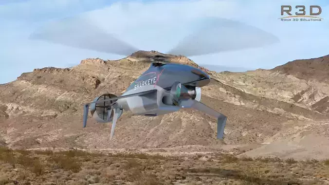 Sharkeye X Unmanned Helicopter Low-poly 3D model