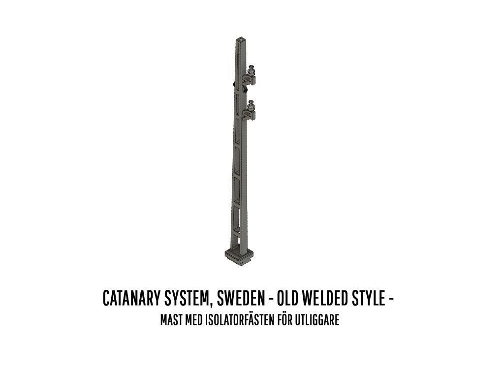 CAT-0002 Catenary set Swedish Old Welded H0-scale 19 items 3D print model_2