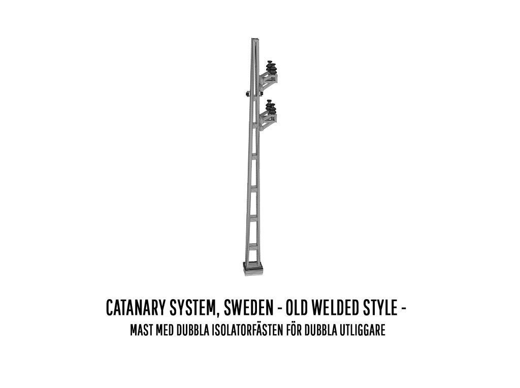 CAT-0002 Catenary set Swedish Old Welded H0-scale 19 items 3D print model_3