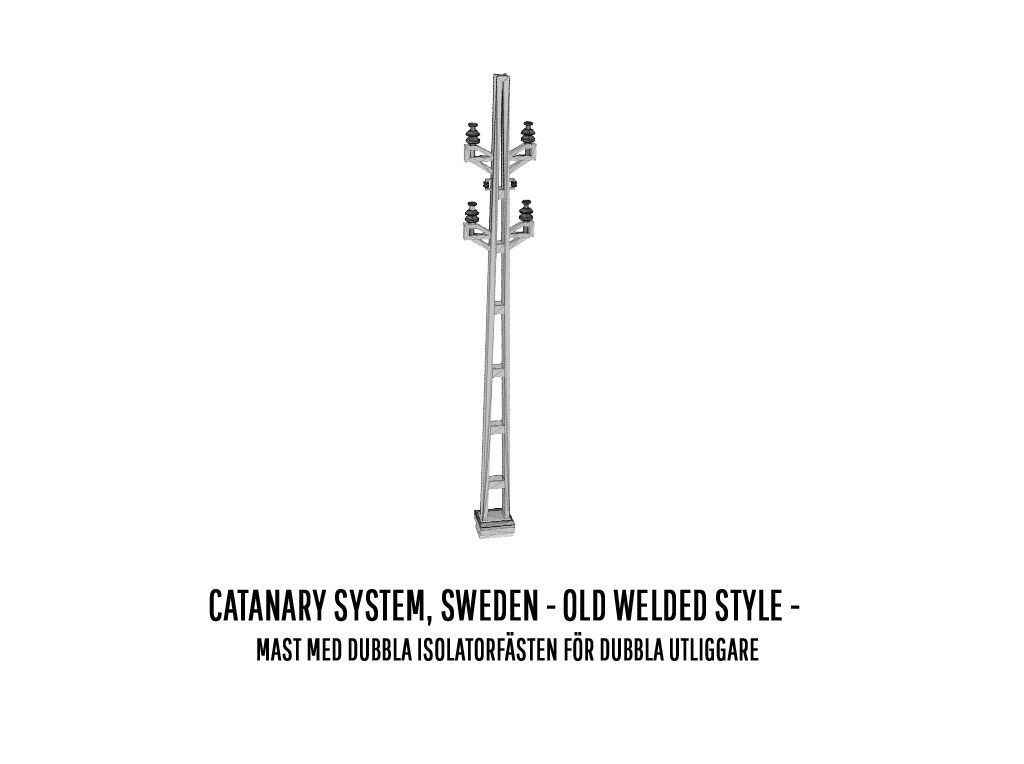 CAT-0002 Catenary set Swedish Old Welded H0-scale 19 items 3D print model_4