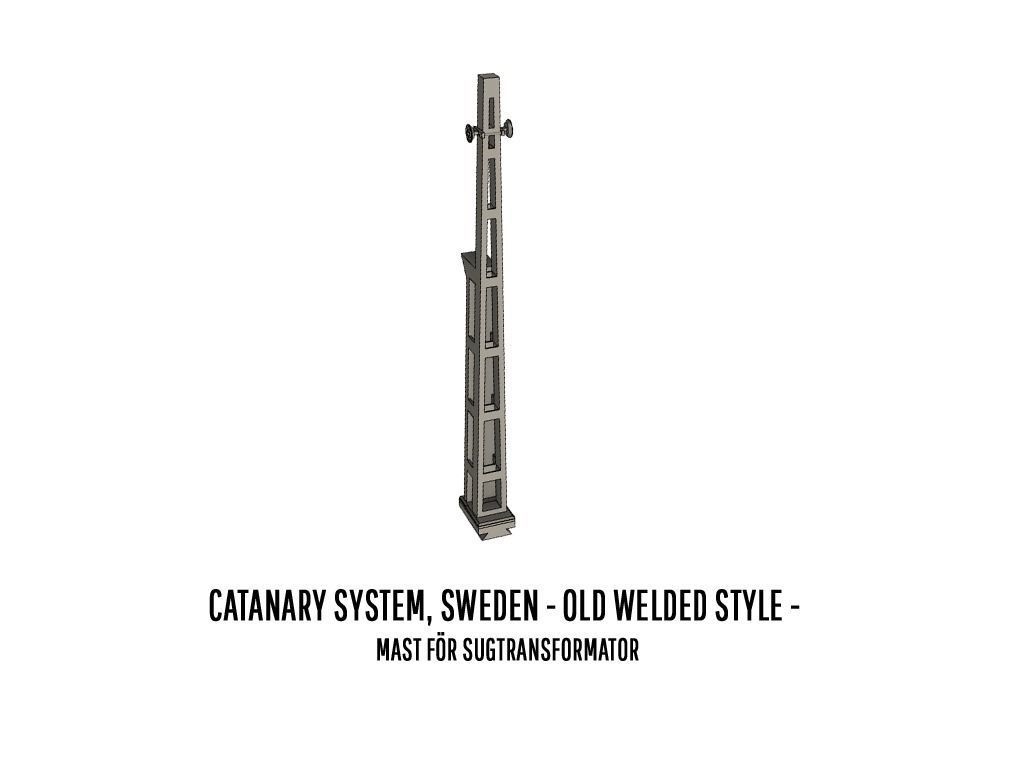 CAT-0002 Catenary set Swedish Old Welded H0-scale 19 items 3D print model_5