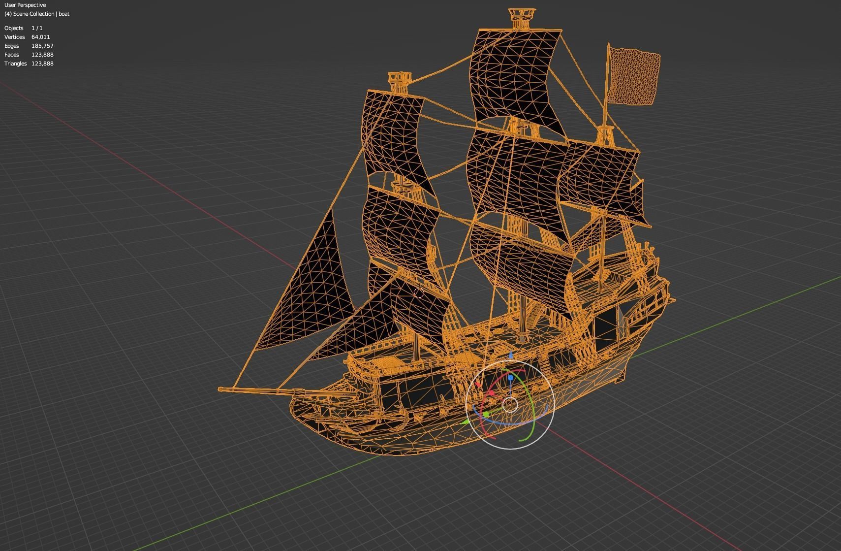 ship LowPoly pirate floating in ocean Low-poly 3D model_6