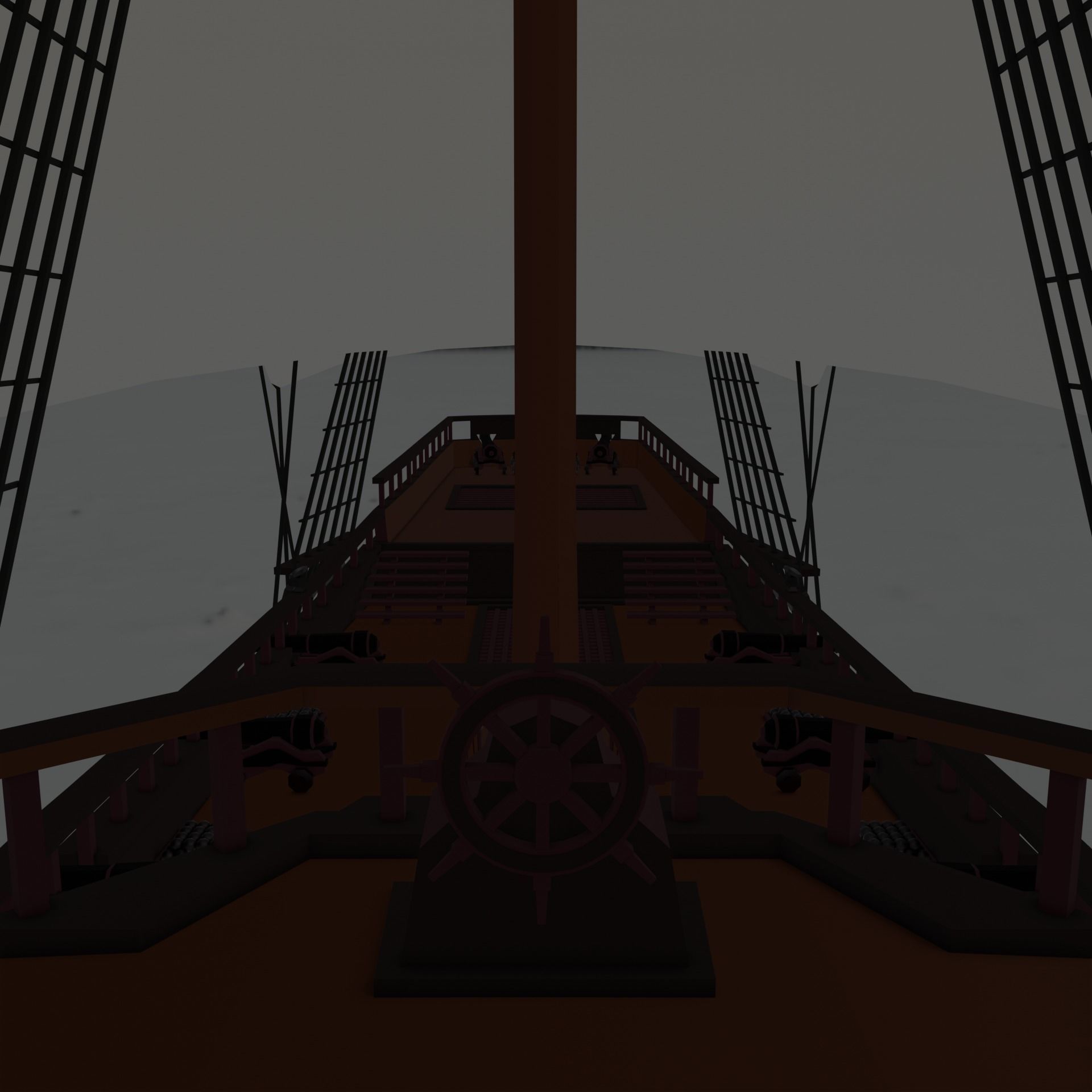 ship LowPoly pirate floating in ocean Low-poly 3D model_5