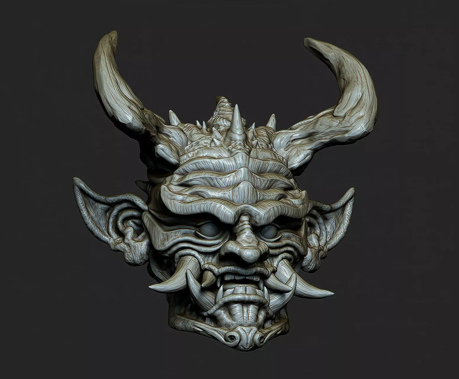 Hannya Mask Magnet 6 Oni Mask Samurai Mask 3D print model 3D print model_0
