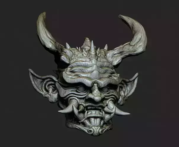 Hannya Mask Magnet 6 Oni Mask Samurai Mask 3D print model 3D print model