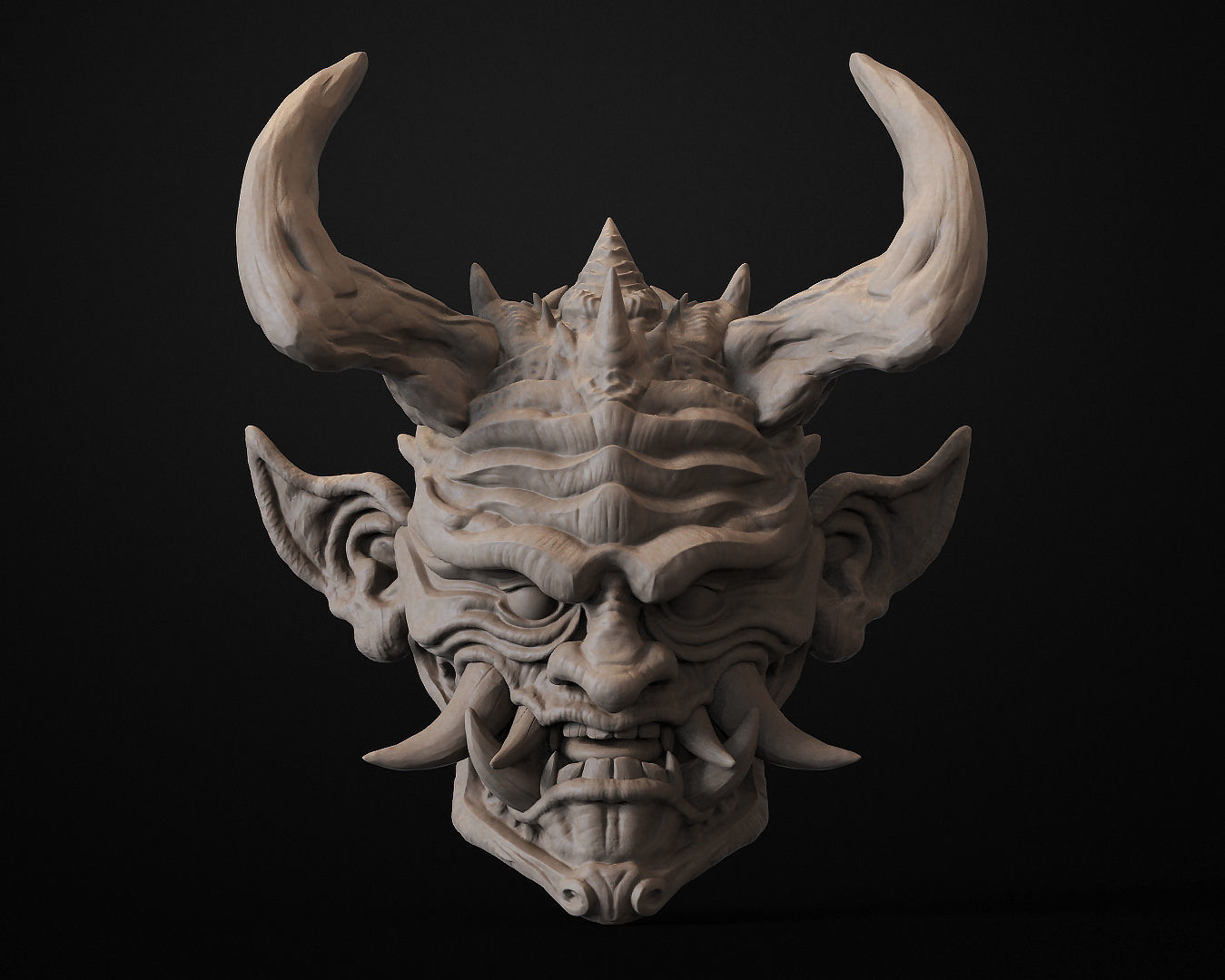 Hannya Mask Magnet 6 Oni Mask Samurai Mask 3D print model 3D print model_2