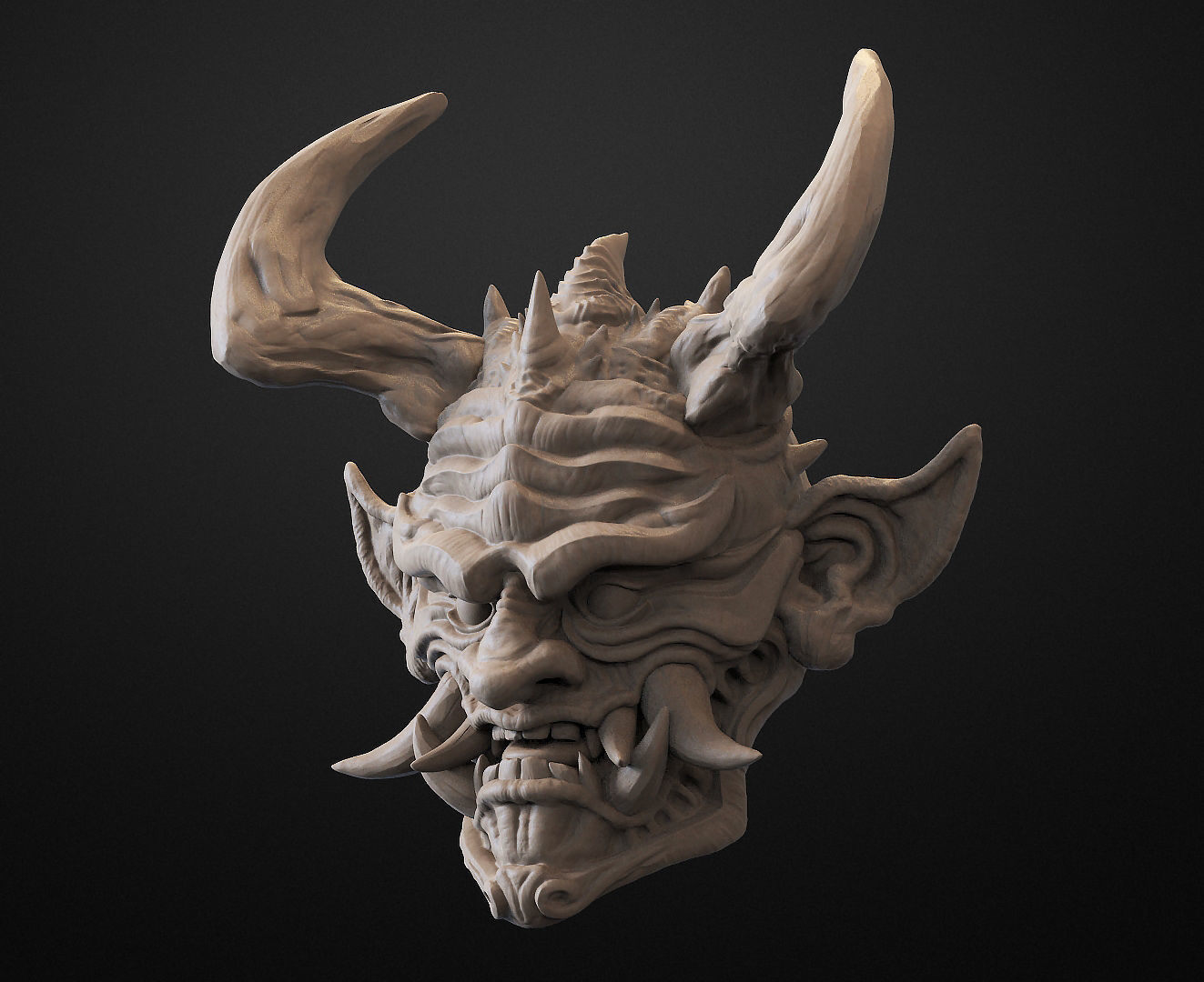 Hannya Mask Magnet 6 Oni Mask Samurai Mask 3D print model 3D print model_4