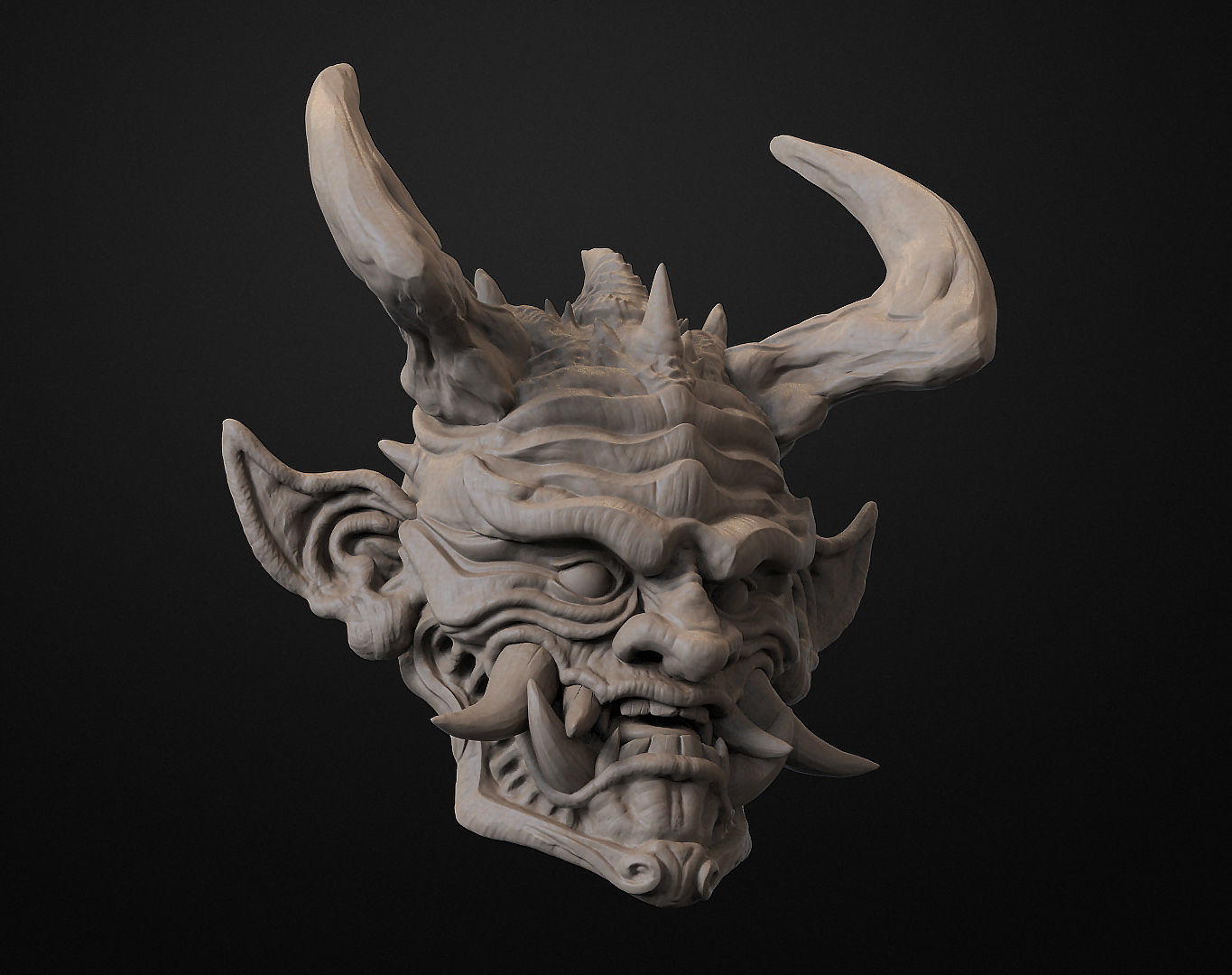 Hannya Mask Magnet 6 Oni Mask Samurai Mask 3D print model 3D print model_1