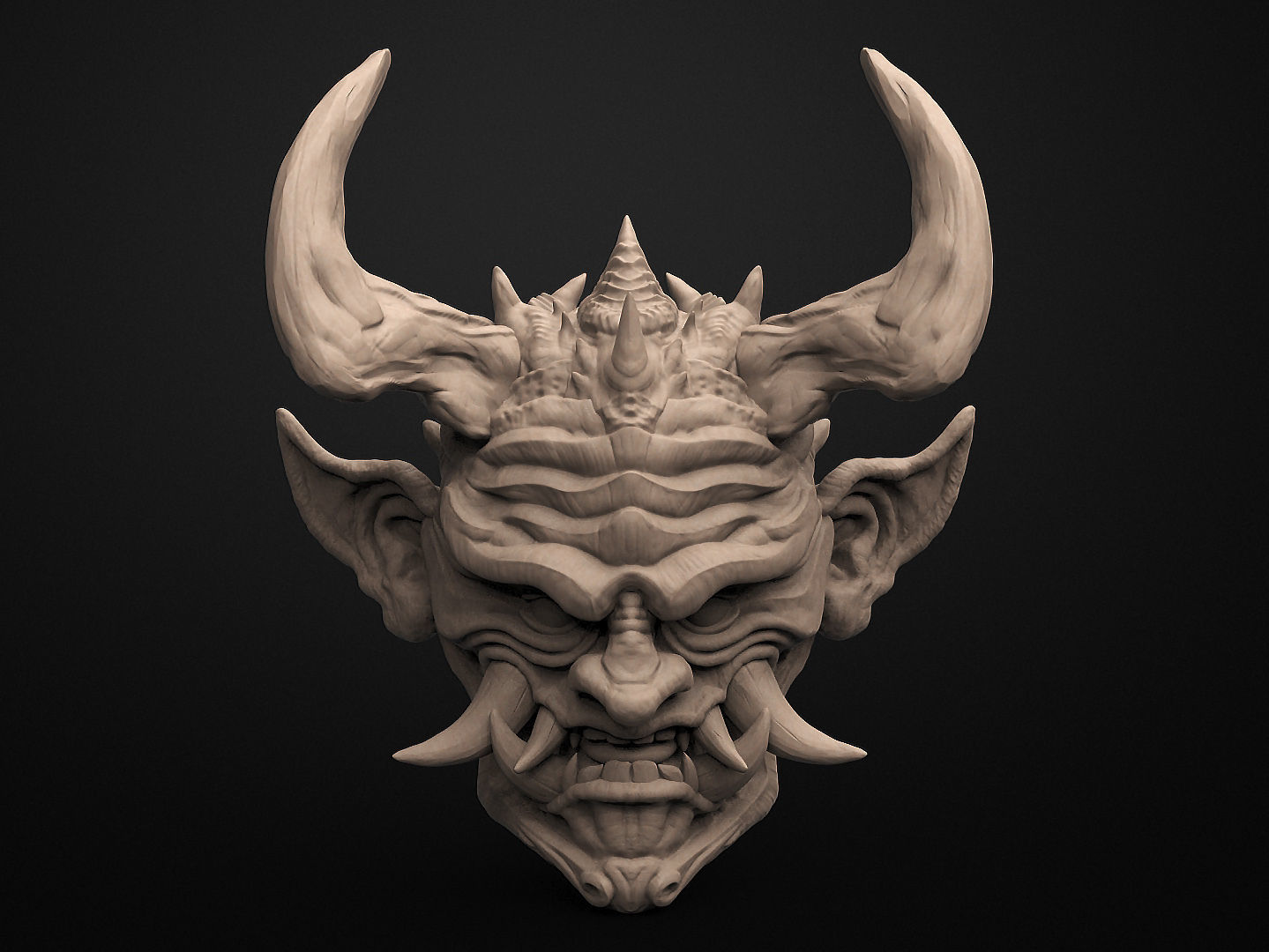 Hannya Mask Magnet 6 Oni Mask Samurai Mask 3D print model 3D print model_6